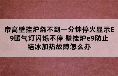 帝高壁挂炉烧不到一分钟停火显示E9暖气灯闪烁不停 壁挂炉e9防止结冰加热故障怎么办